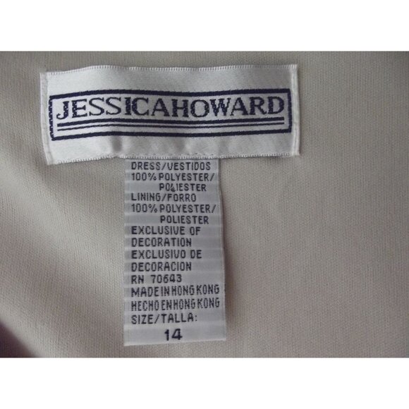 Jessica Howard Maxi Dress Womens Size 14 Beige Formal Beaded Mother of the Bride - Picture 3 of 13